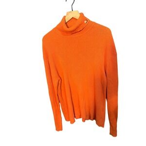 Polo Jeans Co Ralph Lauren Orange Ribbed Turtleneck Sweater Cotton Womens XL